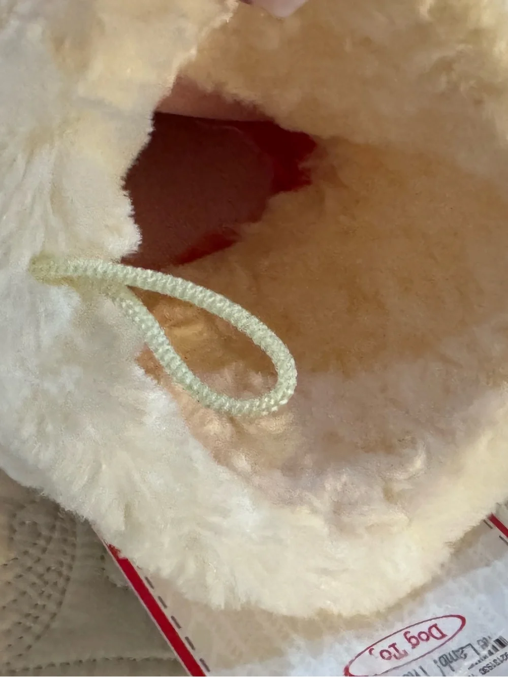 Multipet Lamb Chop Dog Toy Christmas Stocking Red White Fuzzy Plush 17